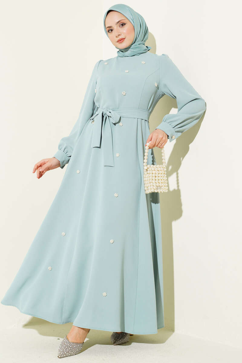 pale mint green dress Premium Quality with Pearl Flowers – Lovina Size:18.5 37 Vintage Linen Sun Dresses,Pride,Fourth broken-sizes The flowy skirt moves