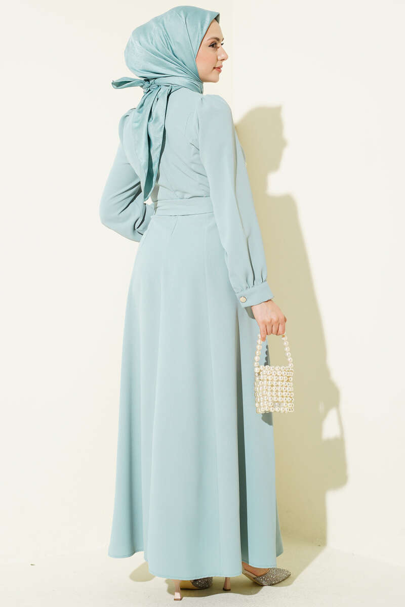 Premium Quality Mint Green Dress with Pearl Flowers