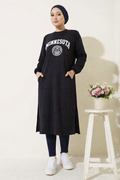 Anthracite Printed Long Tunic with Pockets