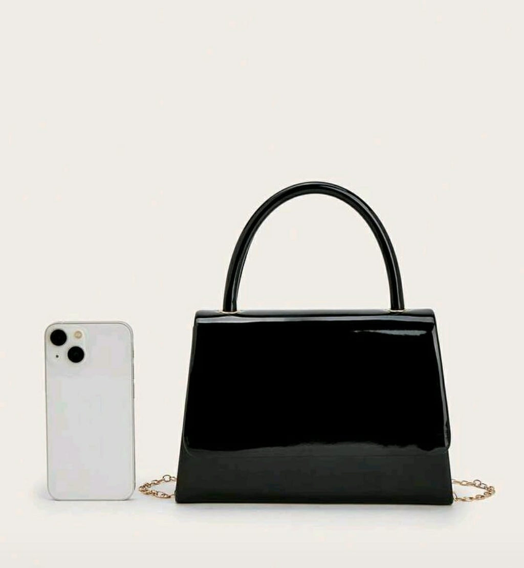 Elegant Glossy Black Handbag