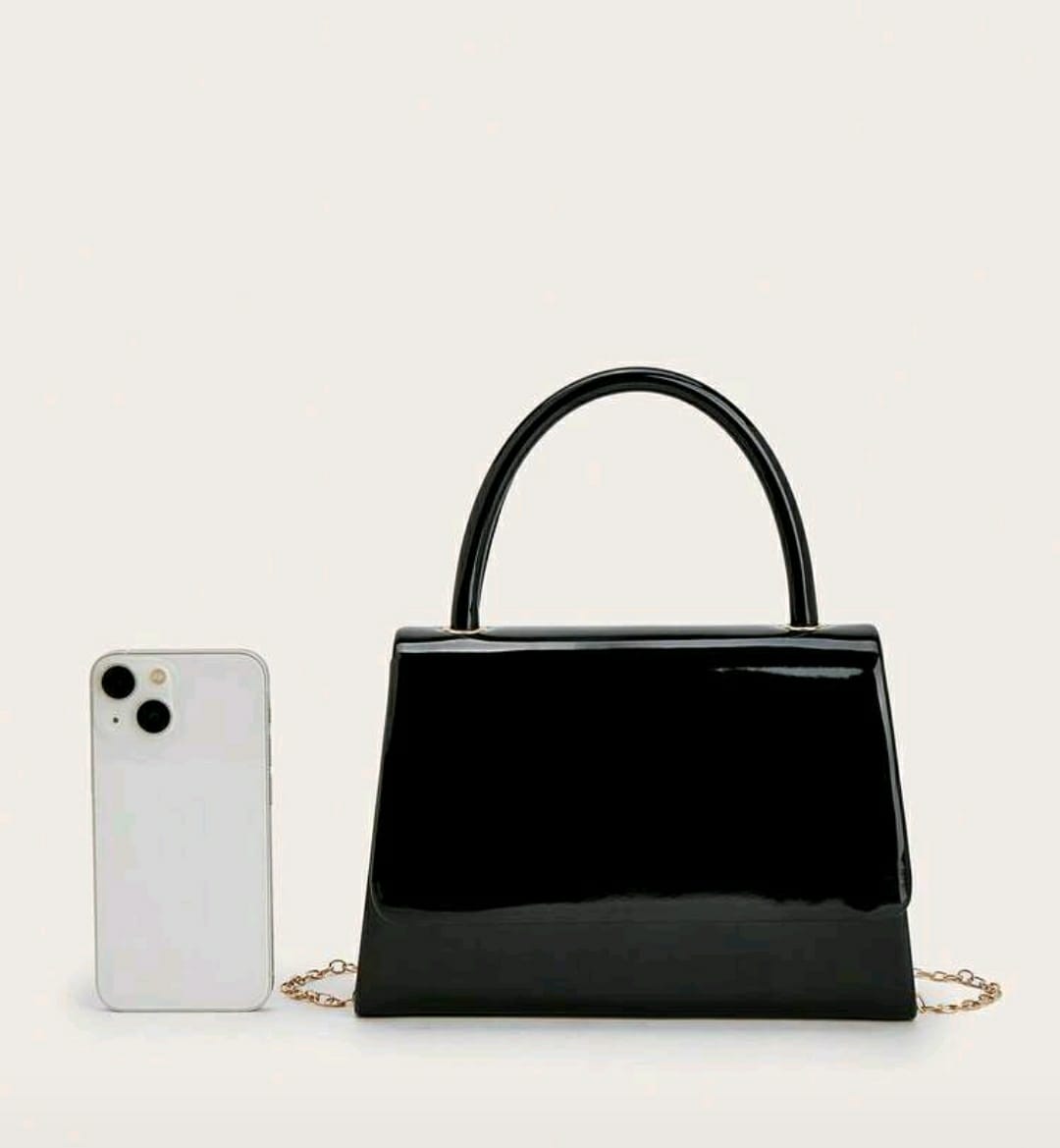 Elegant Glossy Black Handbag