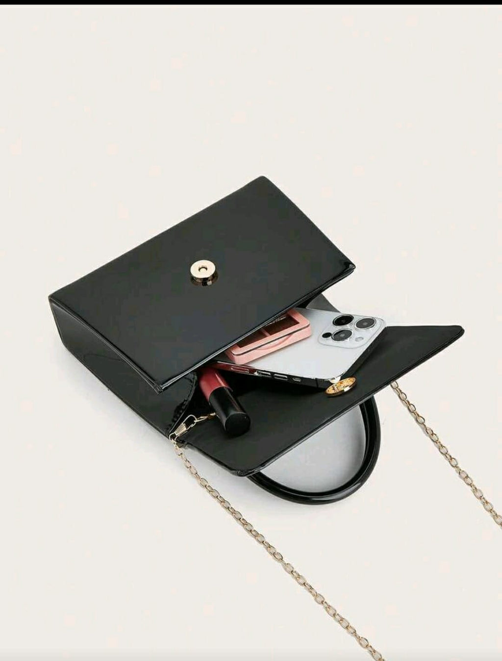 Elegant Glossy Black Handbag