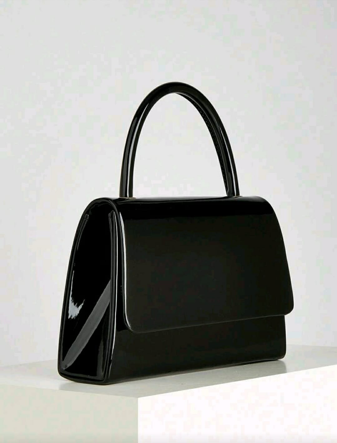 Elegant Glossy Black Handbag