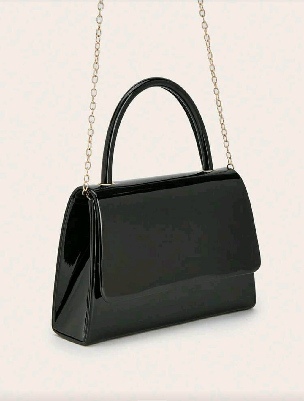 Elegant Glossy Black Handbag