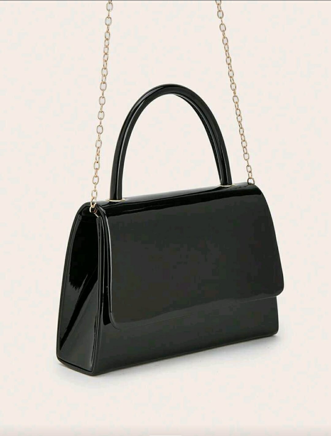 Elegant Glossy Black Handbag