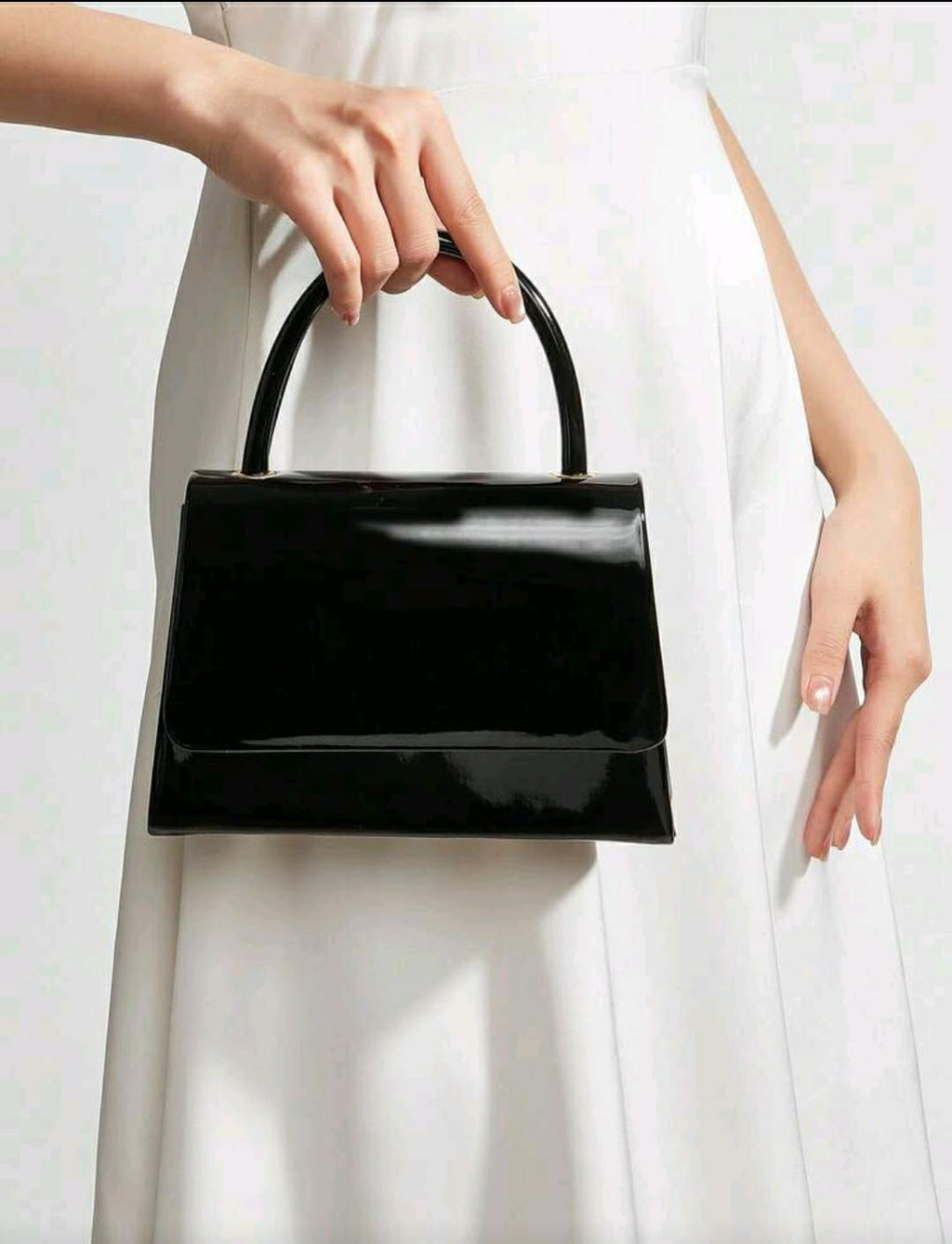 Elegant Glossy Black Handbag