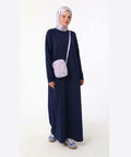 Navy-blue Crewneck Sweatshirt Dress