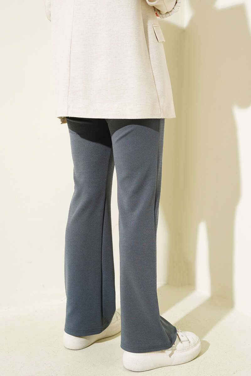 Dark Gray Elastic Flared Leg Trouser