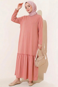 Terracotta Dried Rose Oversized Maxi Dress with Ruffle Hem
