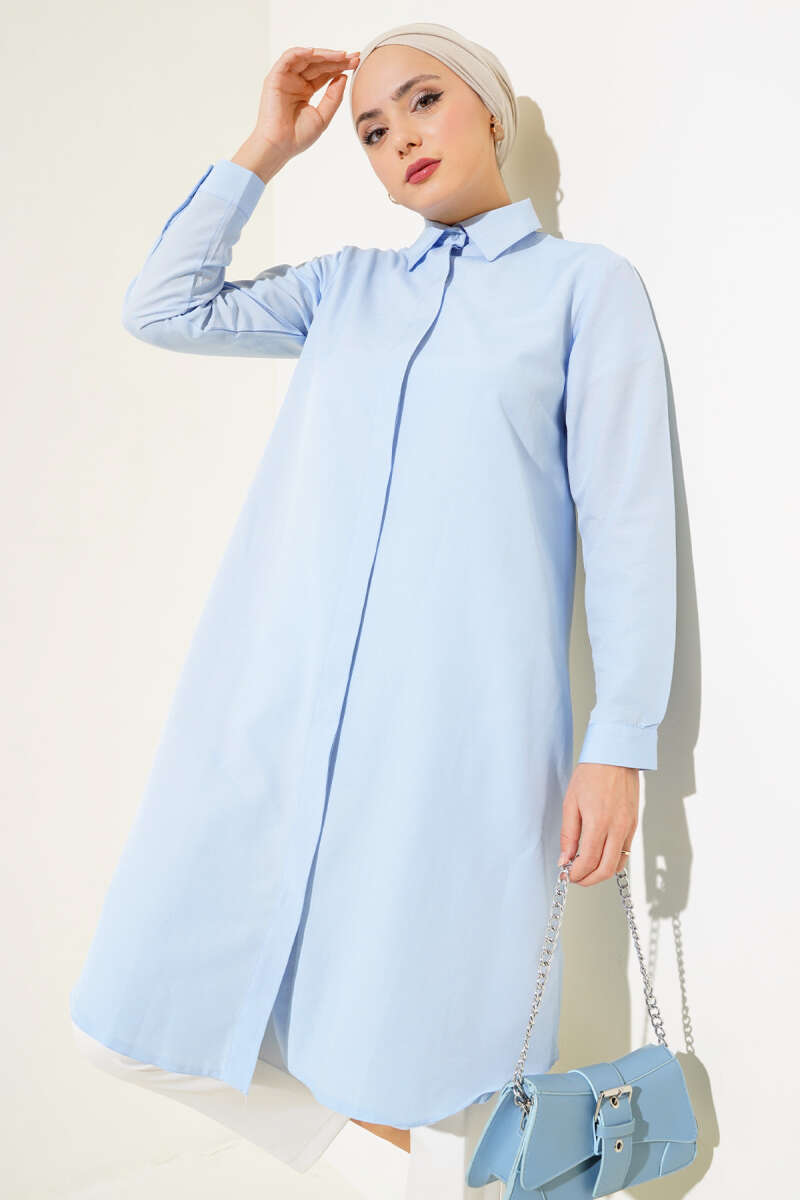Light Blue Style Classic Collar Tunic