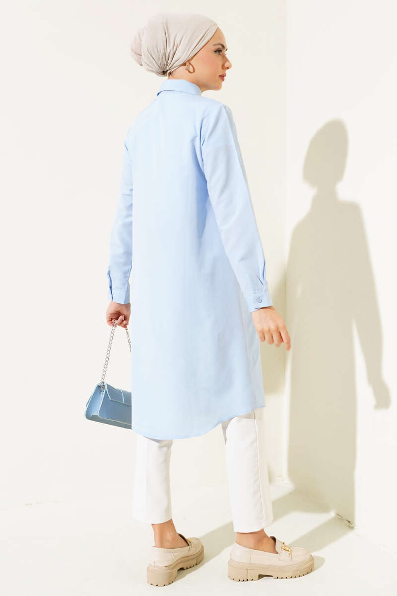 Light Blue Style Classic Collar Tunic