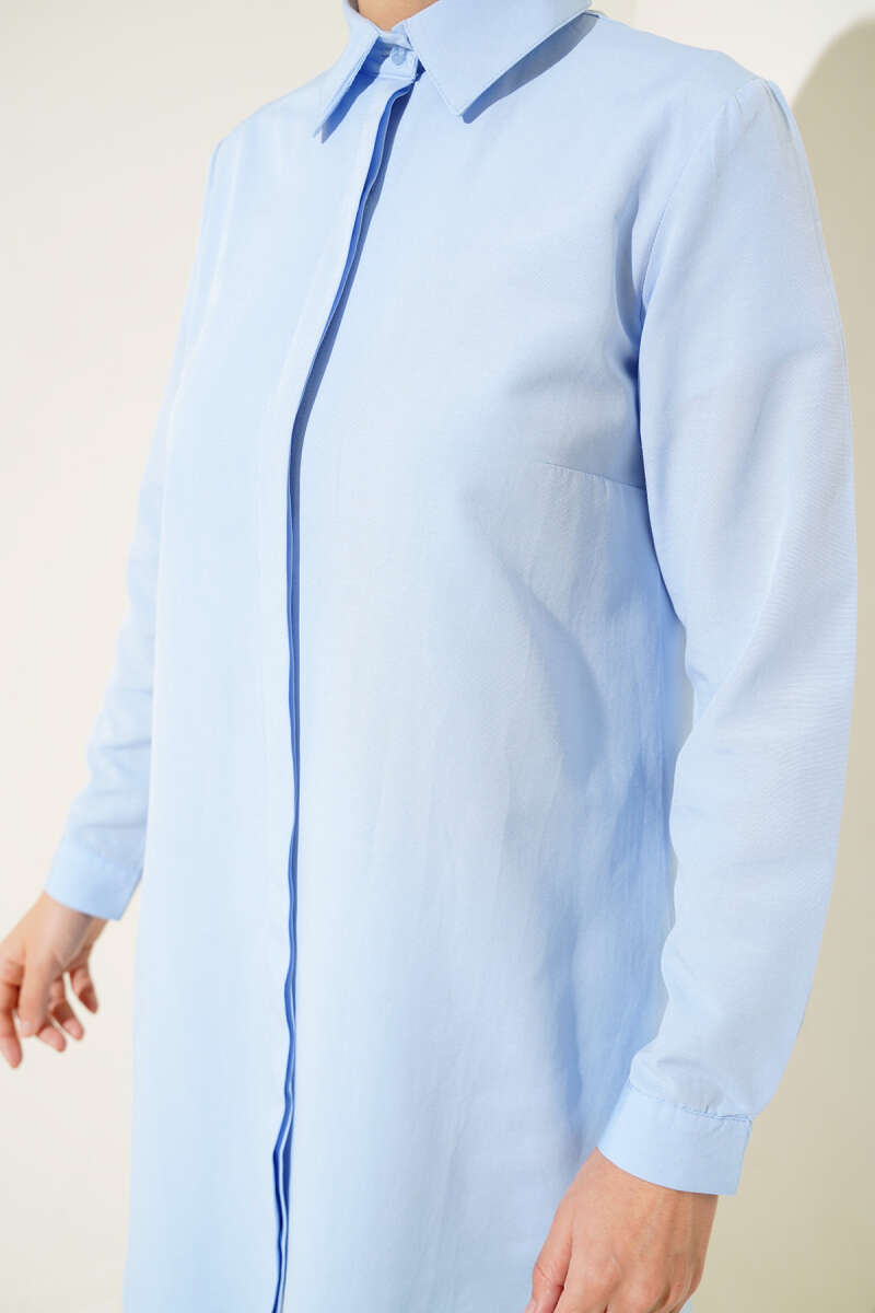 Light Blue Style Classic Collar Tunic