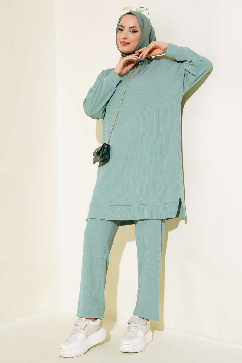 Mint Green Ribbed Two-Piece Set