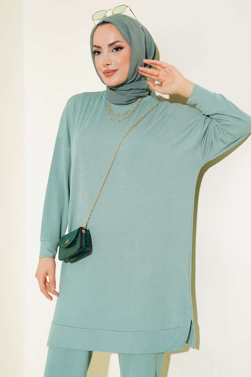 Mint Green Ribbed Two-Piece Set
