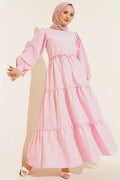 Pink White Stripped Flared Dress