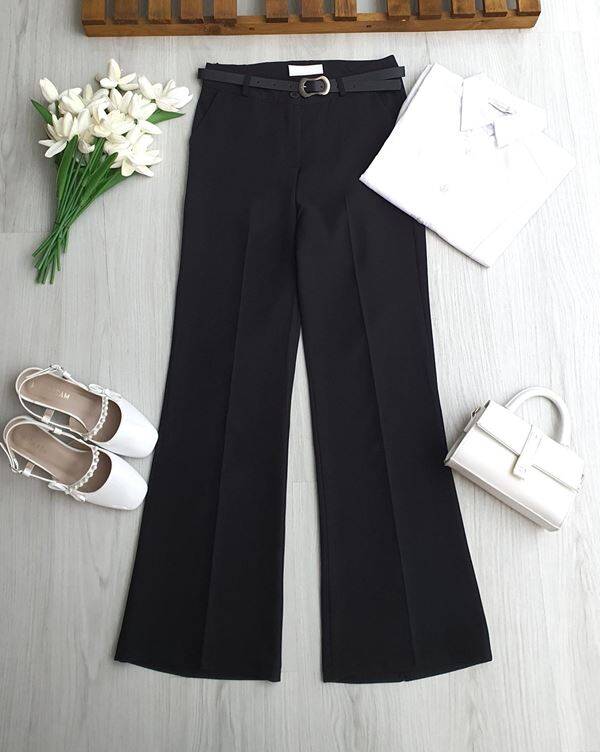 Classic Black Spanish Trouser with Leather Belt