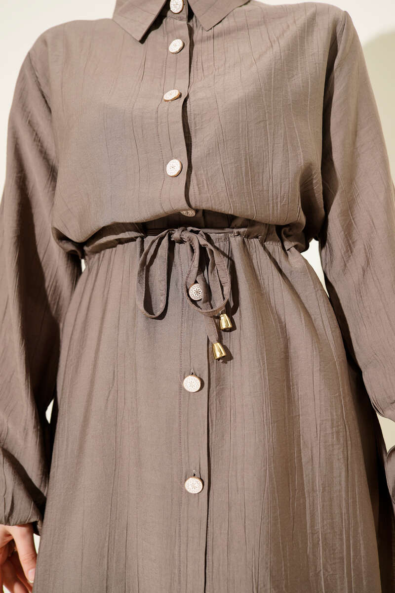 Light Brown Two-piece set with Long Shirt