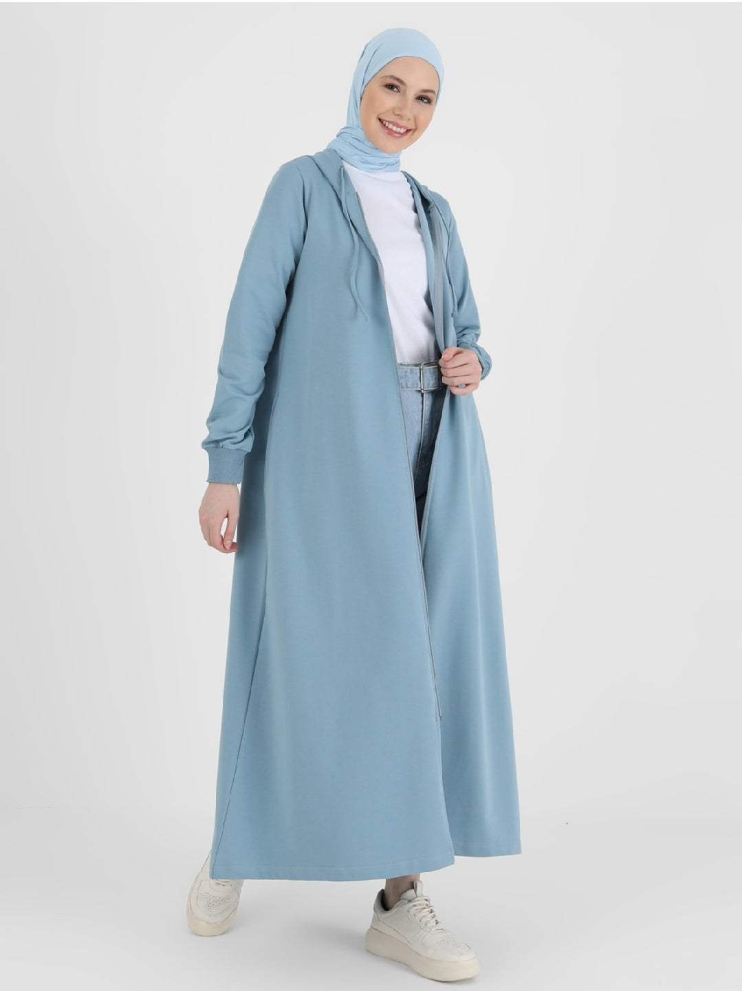 High Quality Cotton Long Hooded Jacket with Zipper