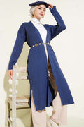 Indigo Fine Ribbed Long Cardigan