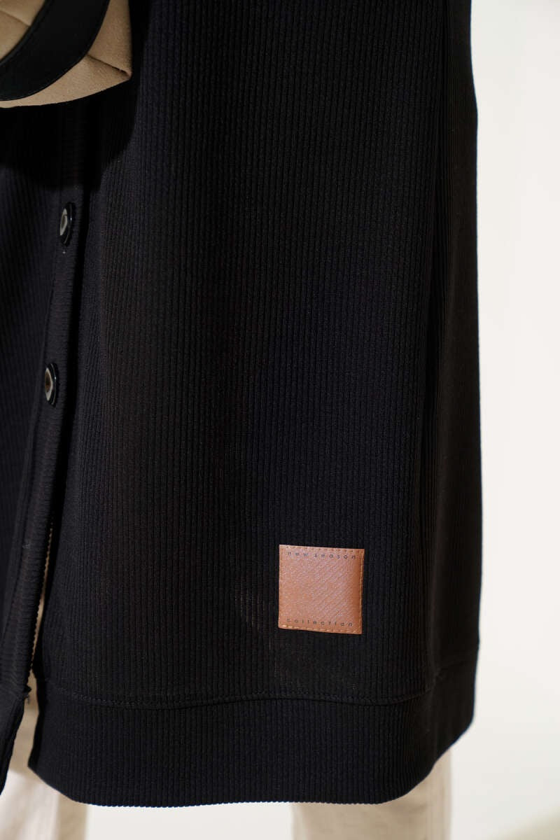 Buttoned Ribbed Long Cardigan