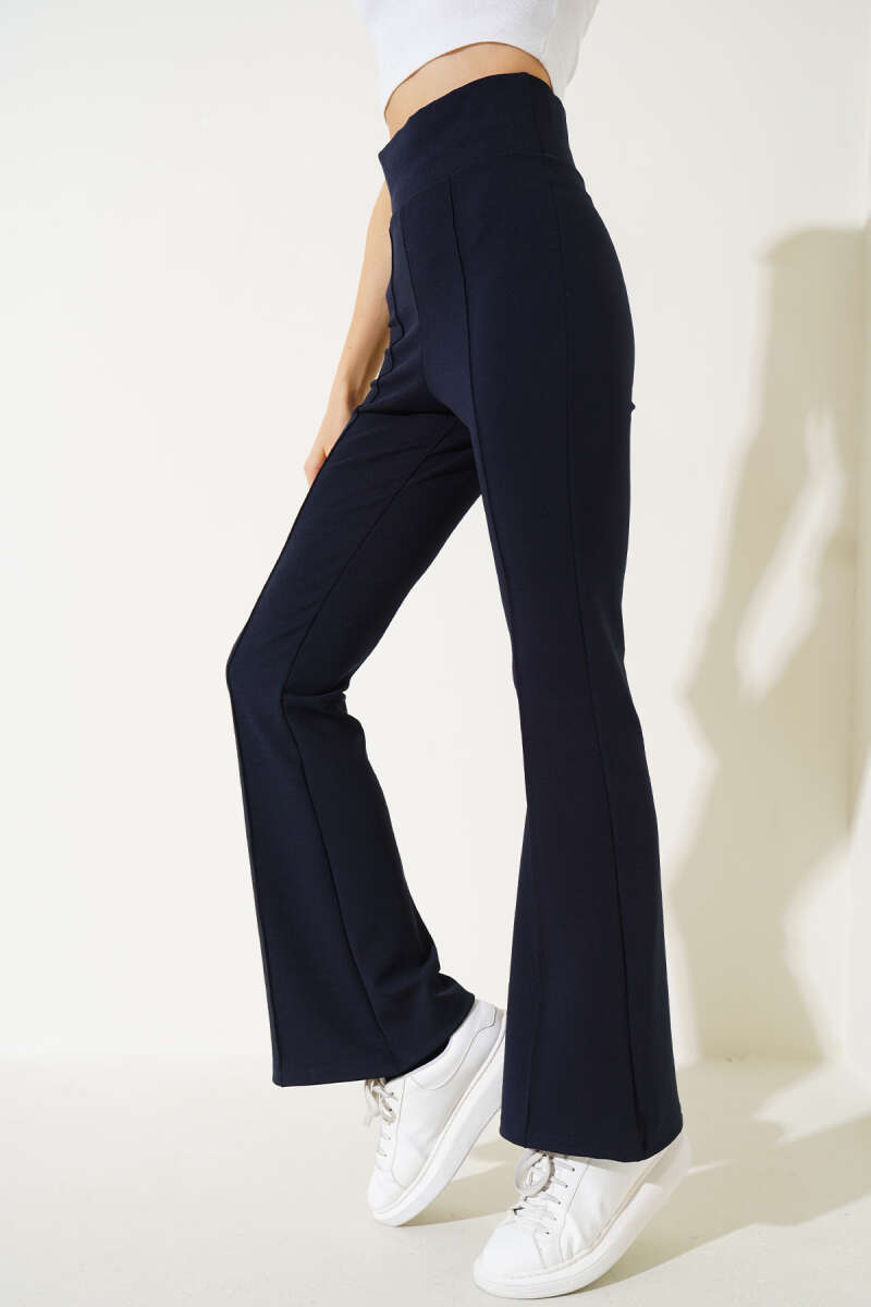 Navy Blue Elastic Waist Spanish cut Trouser