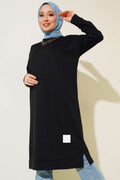 Regular Fit Black Long Basic Tunic