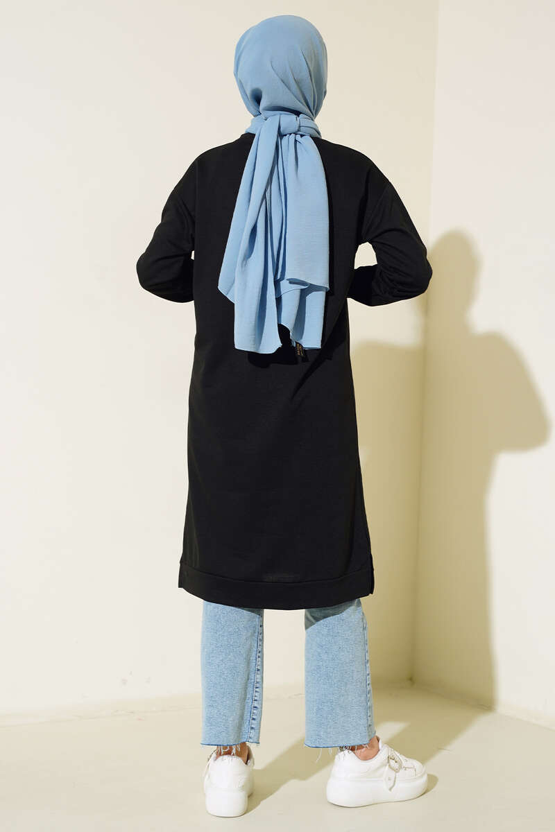 Regular Fit Black Long Basic Tunic