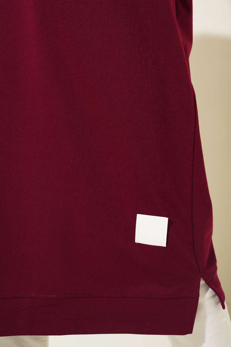 Wide Fit Burgundy Long Basic Tunic