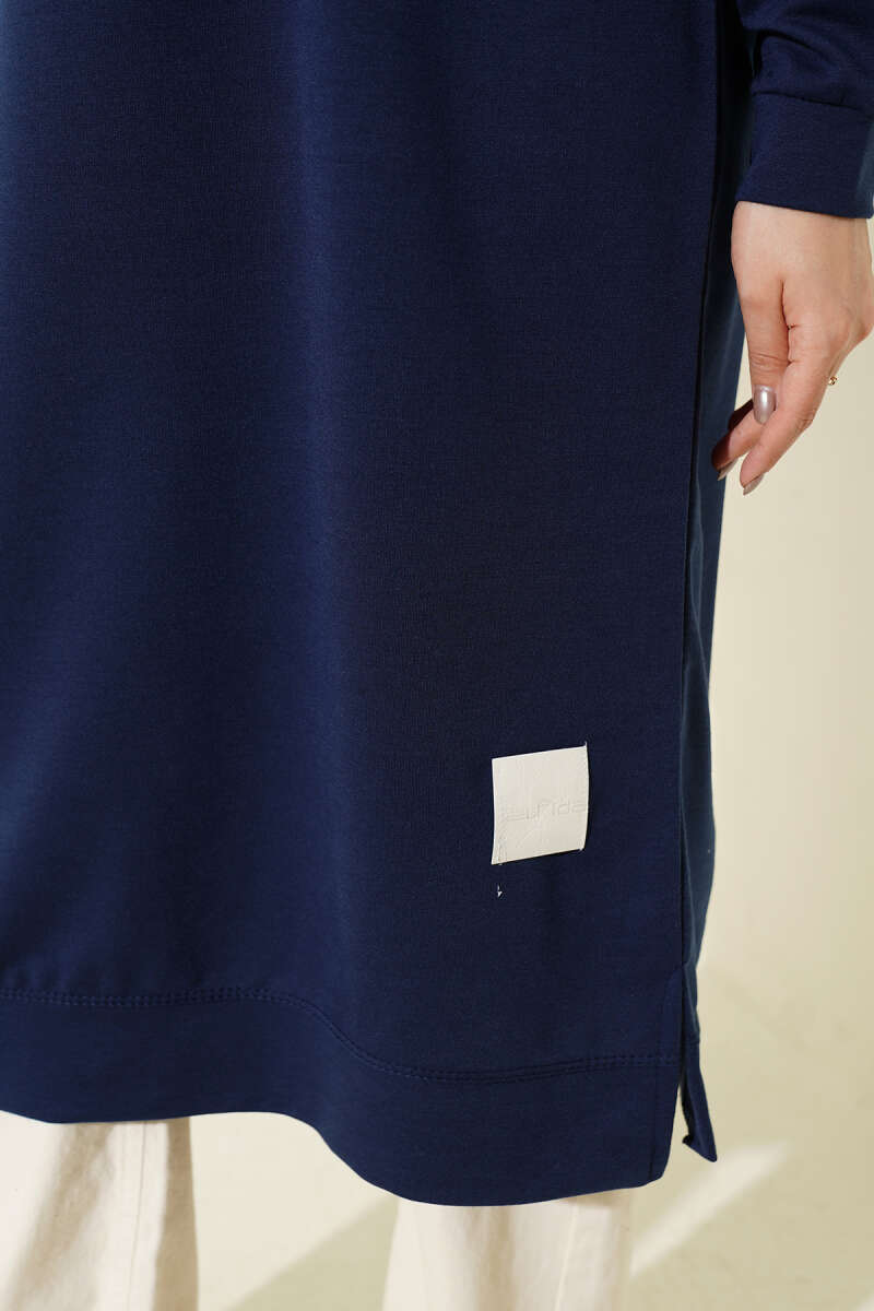 Wide Fit Navy Blue Long Basic Tunic