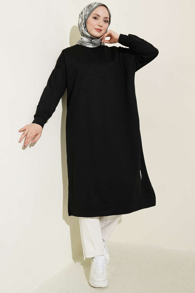 Wide Fit Black Long Basic Tunic