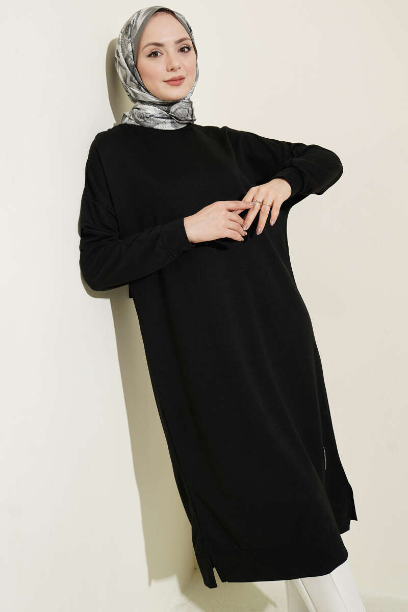 Wide Fit Black Long Basic Tunic