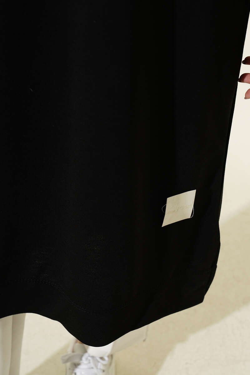 Wide Fit Black Long Basic Tunic