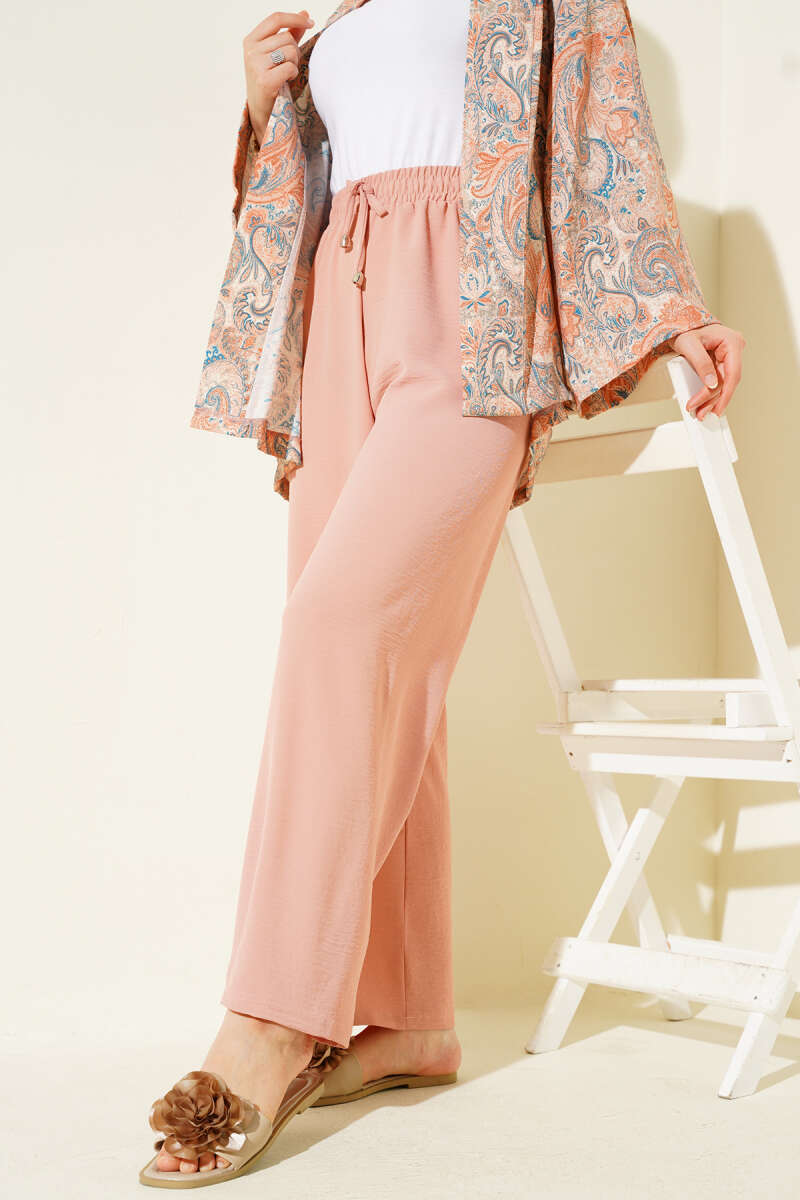 Powder Pink Ayrobin Wide Leg Trousers