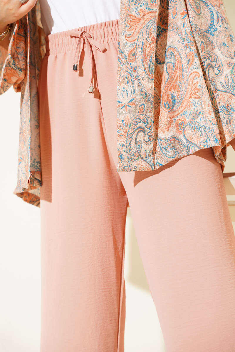 Powder Pink Ayrobin Wide Leg Trousers