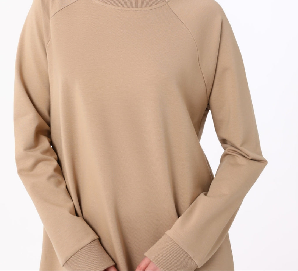 Beige crewneck sweatshirt Dress