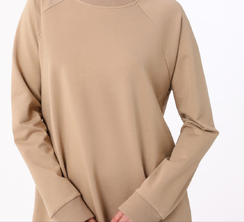 Beige crewneck sweatshirt Dress