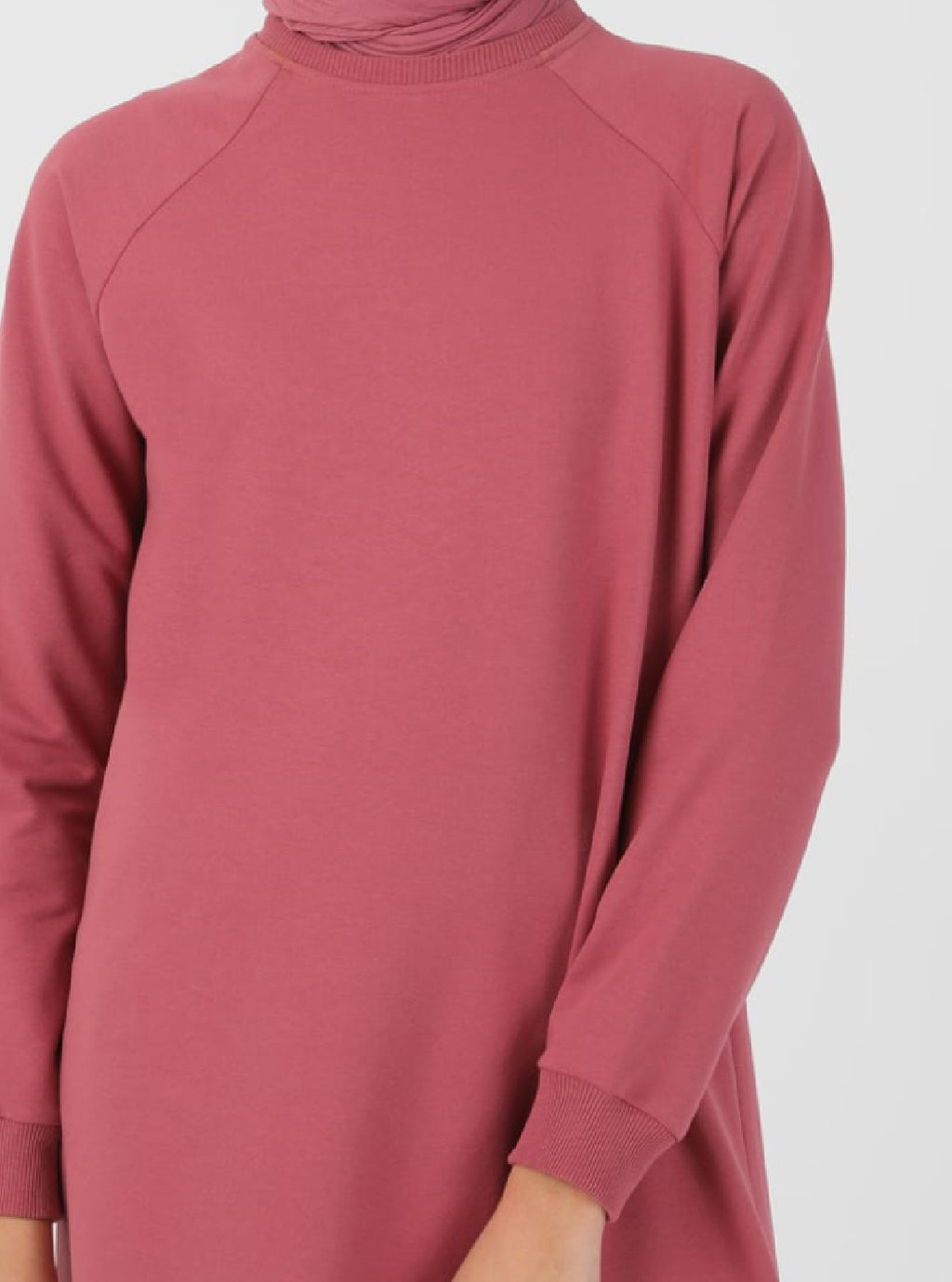 Dusty-Rose Crewneck Sweatshirt Dress