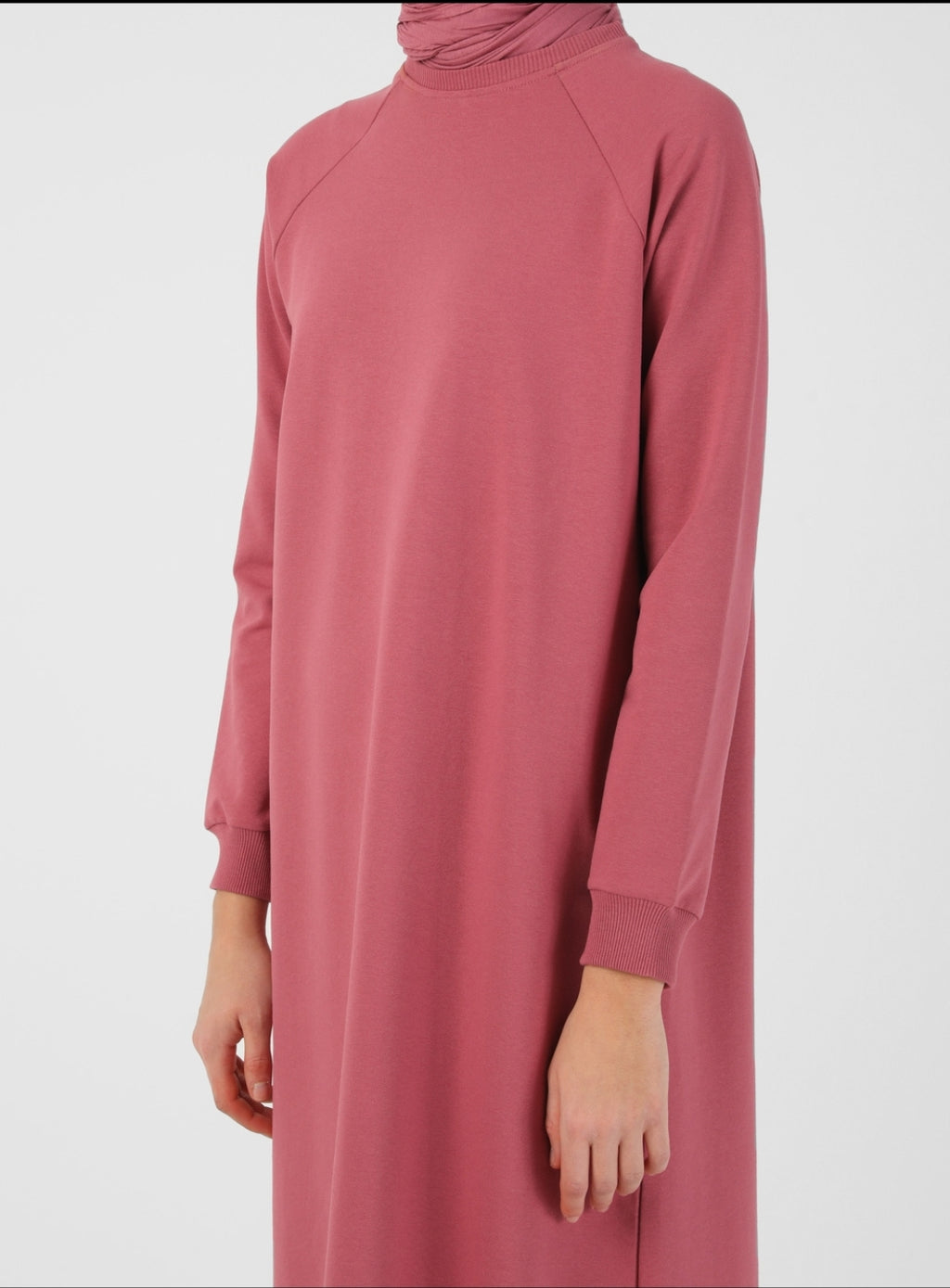 Dusty-Rose Crewneck Sweatshirt Dress