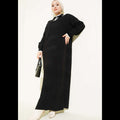 Black and White Shirt Collar Buttoned Knit Dress