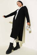 Black Fine Ribbed Long Cardigan