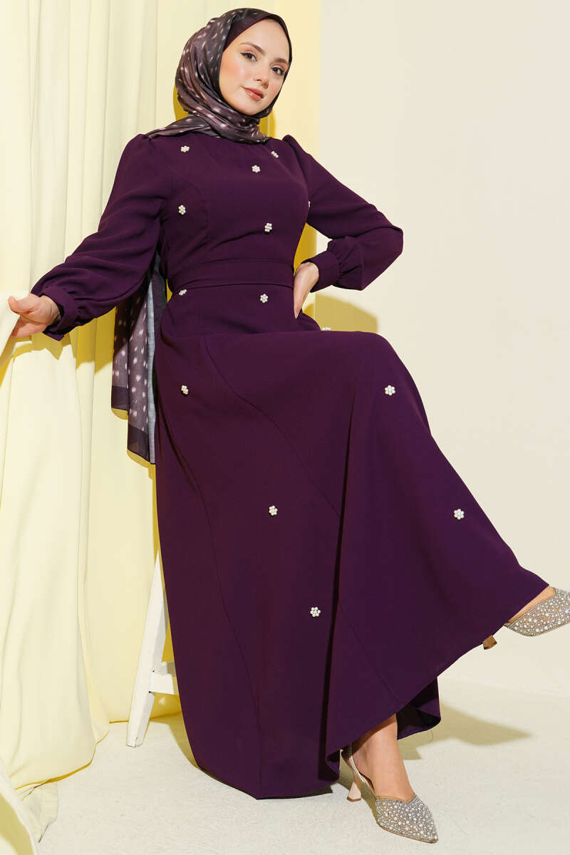 Premium Quality Purple Dress with Pearl Flowers (Copy)