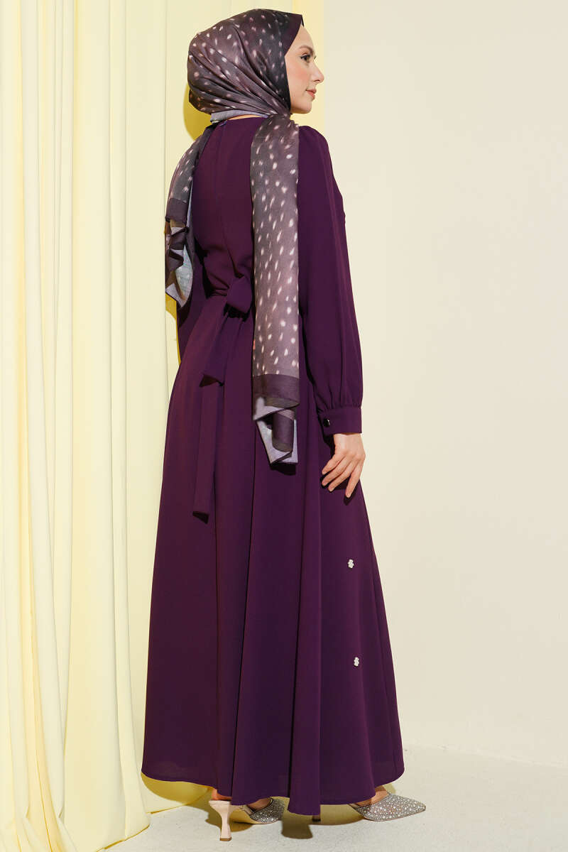 Premium Quality Purple Dress with Pearl Flowers (Copy)