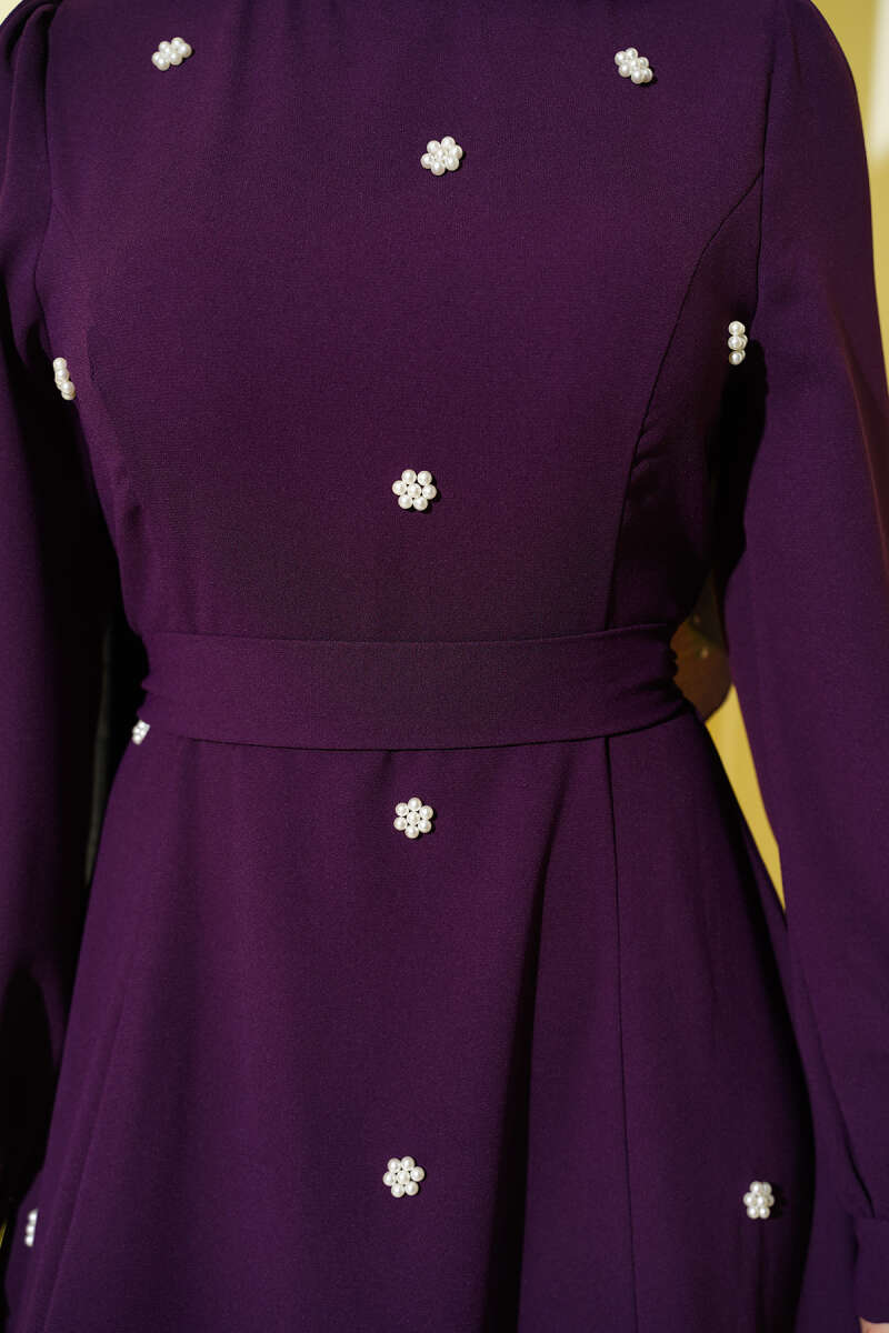 Premium Quality Purple Dress with Pearl Flowers (Copy)