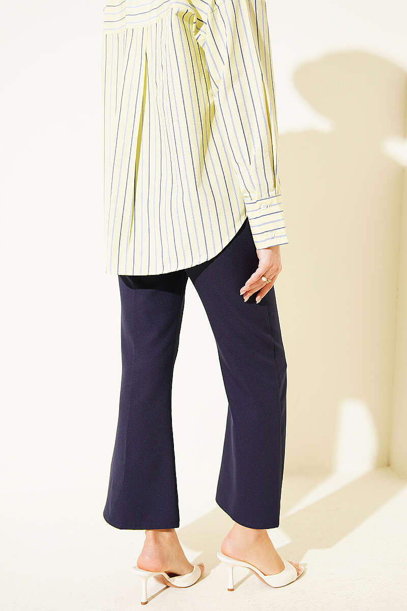 Navy Blue Spanish-style flared trousers