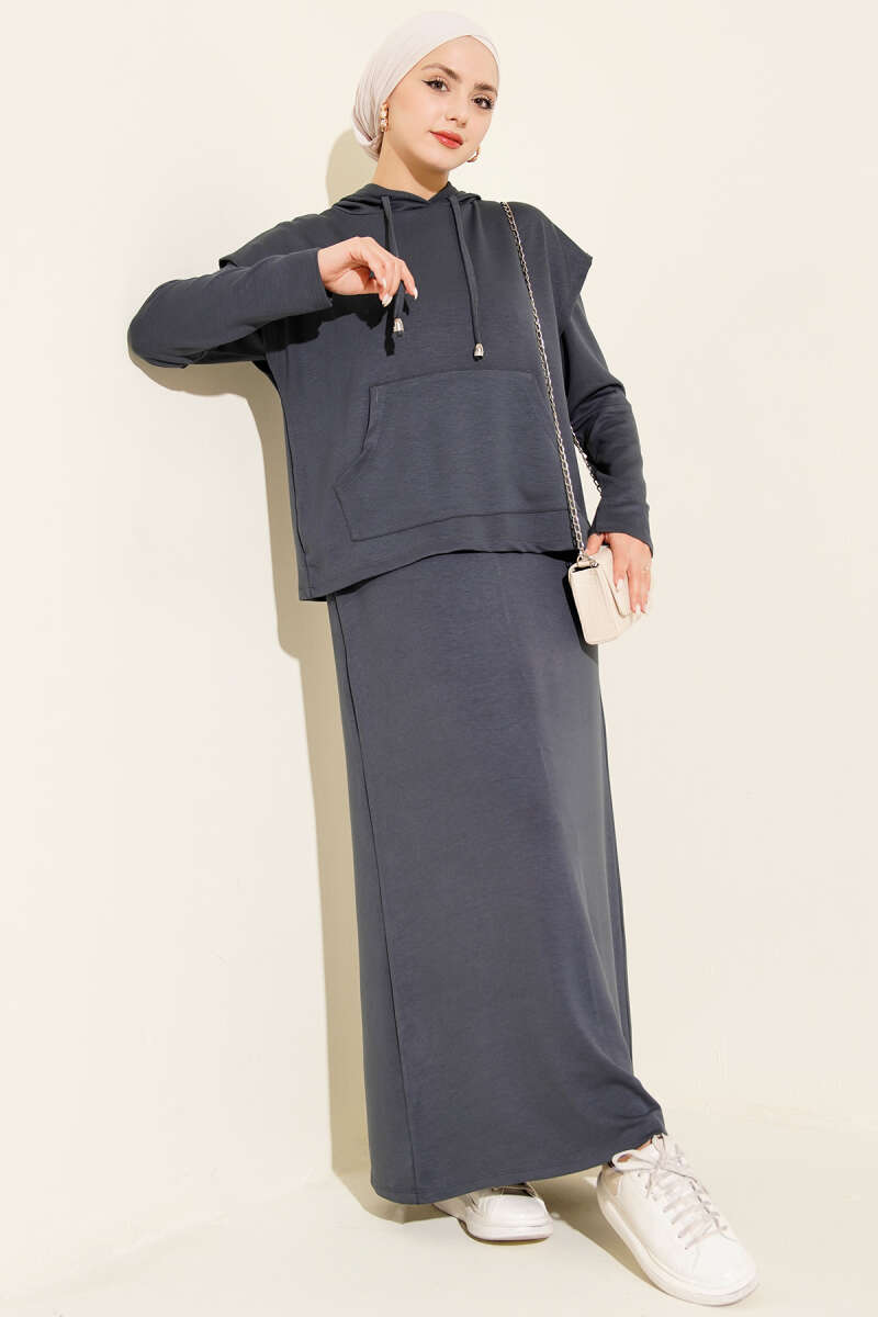 Black Hooded Vest Dress