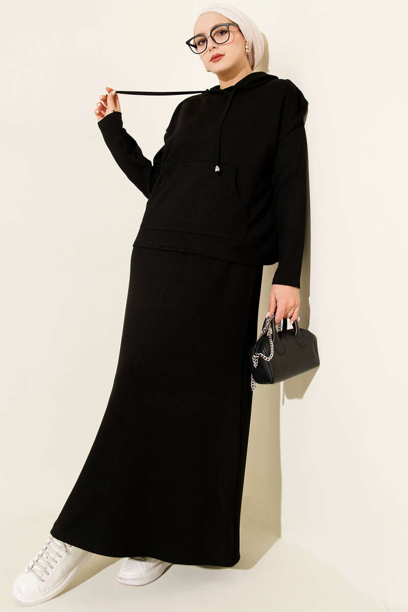 Black Hooded Vest Dress