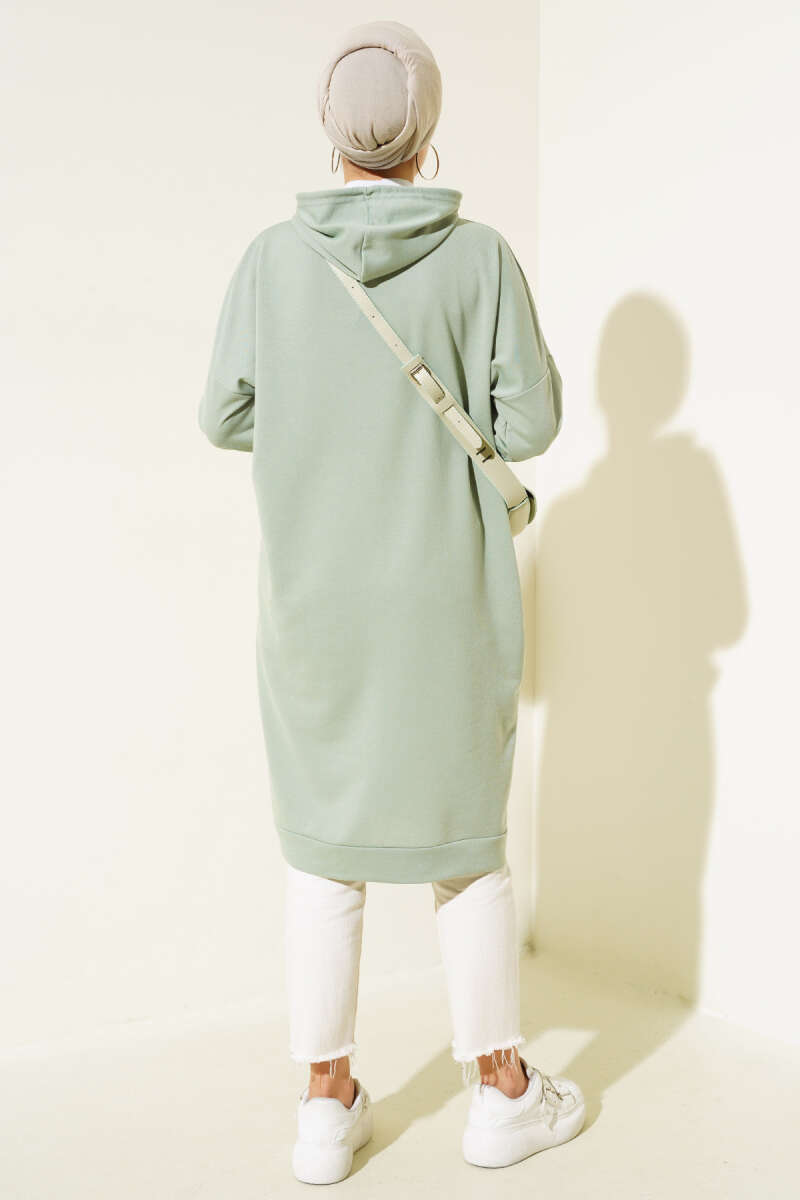 Wide Fit Mint Green Hooded Sport Tunic with Pockets