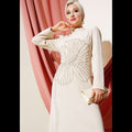 Beige Dress with Floral Embellishments