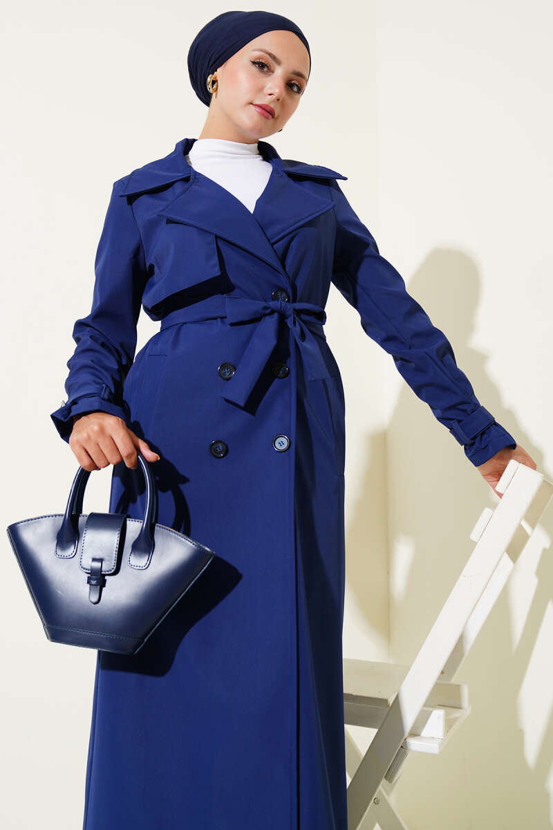 Navy Blue maxi Trench Coat