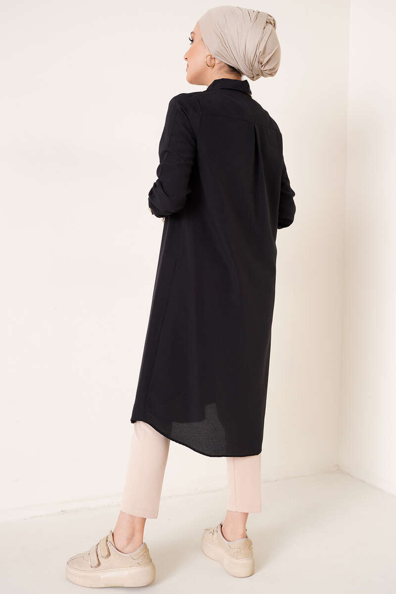 Black Long Style Classic Collar Tunic